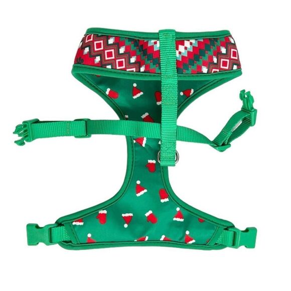 Merry & Bright Green Santa Hat Christmas Holiday Reversible Dog Harness Small - Picture 4 of 5